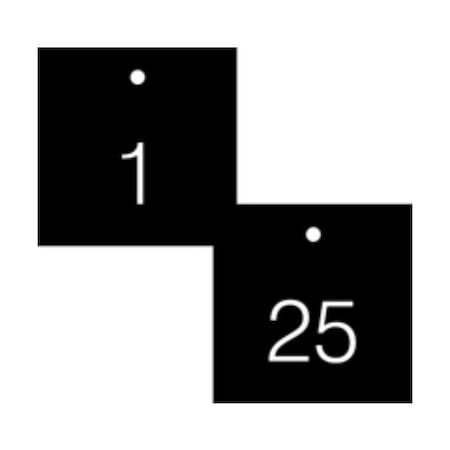 Accuform Engraved Numbered Tags, Self-Laminating RP-Plastic, 0.55 in H x 3-1/4 in W, 25 PK TDG370BK